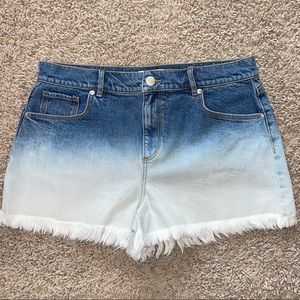 LOFT Frayed Denim Cut Off Shorts Ombre' Blue White Size 29